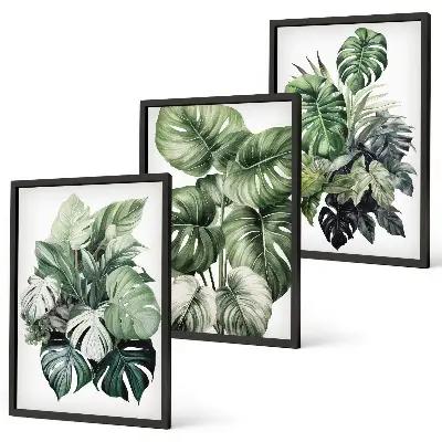 Fotowand tropische groene bladeren in aquarel