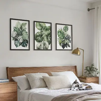 Fotowand tropische groene bladeren in aquarel