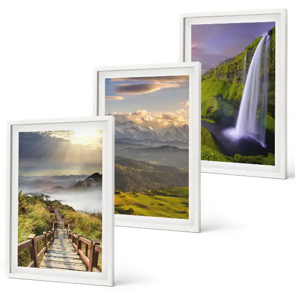 Wanddecoratieset schilderijen met berglandschappen en waterval