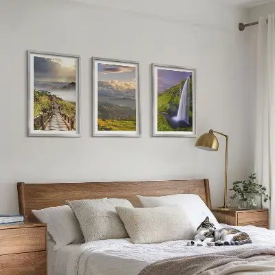 Wanddecoratieset schilderijen met berglandschappen en waterval
