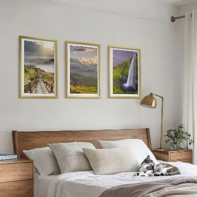 Wanddecoratieset schilderijen met berglandschappen en waterval
