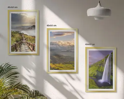 Wanddecoratieset schilderijen met berglandschappen en waterval