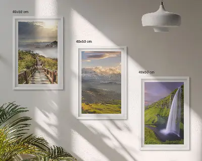 Wanddecoratieset schilderijen met berglandschappen en waterval
