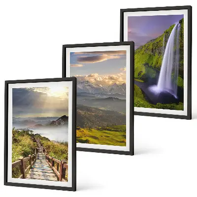 Wanddecoratieset schilderijen met berglandschappen en waterval