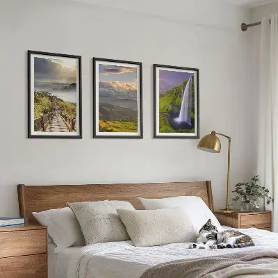 Wanddecoratieset schilderijen met berglandschappen en waterval