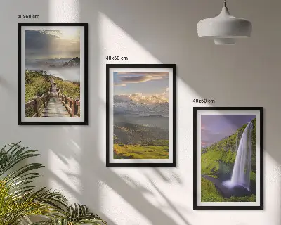 Wanddecoratieset schilderijen met berglandschappen en waterval
