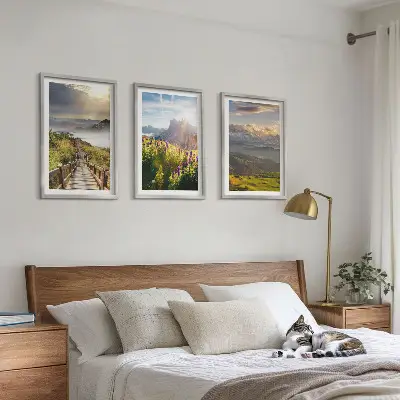 Fotowand berglandschap met bloemen