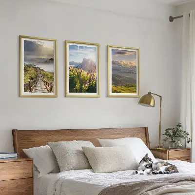 Fotowand berglandschap met bloemen