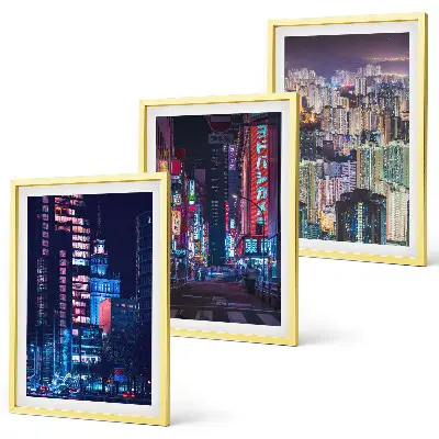 Wanddecoratieset schilderijen nachtelijke stad met neonverlichting