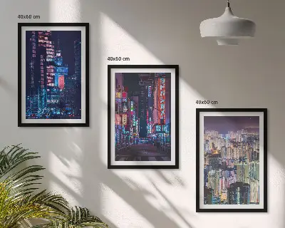 Wanddecoratieset schilderijen nachtelijke stad met neonverlichting