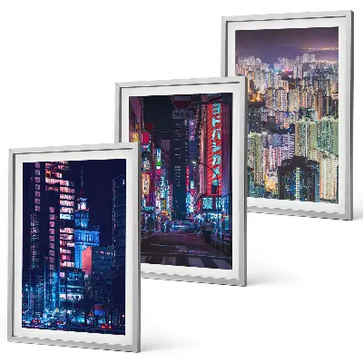 Wanddecoratieset schilderijen nachtelijke stad met neonverlichting
