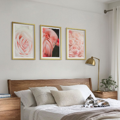 Wanddecoratie set schilderijen Pastelowe róże flamingi delikatnie