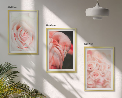Wanddecoratie set schilderijen Pastelowe róże flamingi delikatnie