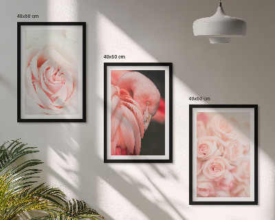 Wanddecoratie set schilderijen Pastelowe róże flamingi delikatnie