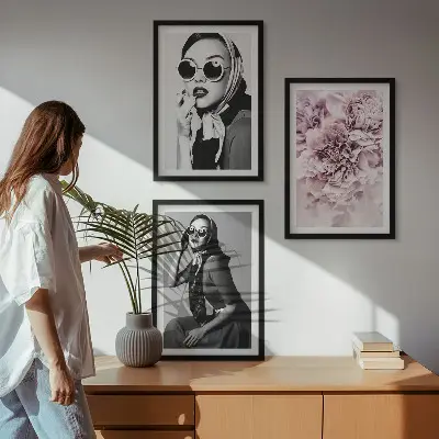 Fotowand stijlvolle portretten van vrouwen met bloemen