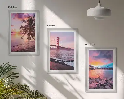 Fotowand met een landschap van een zonsondergang op een brug