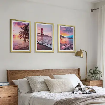 Fotowand met een landschap van een zonsondergang op een brug