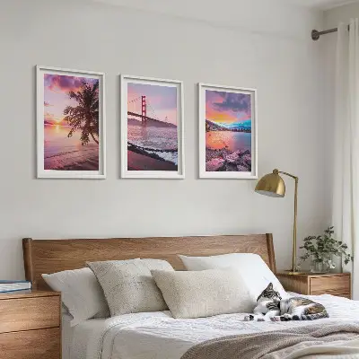 Fotowand met een landschap van een zonsondergang op een brug