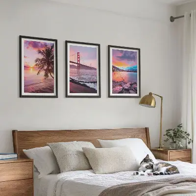 Fotowand met een landschap van een zonsondergang op een brug