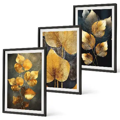 Fotowand gele bladeren op een donkere achtergrond