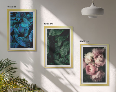Wanddecoratie set schilderijen Liście kwiaty różne kolory