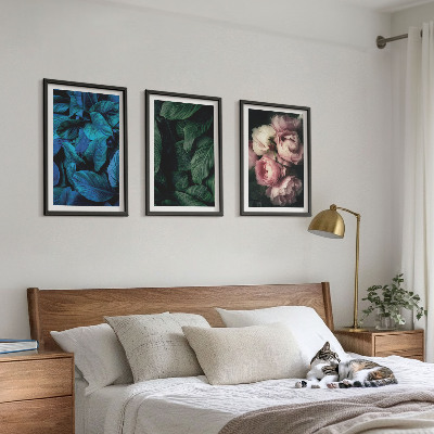 Wanddecoratie set schilderijen Liście kwiaty różne kolory
