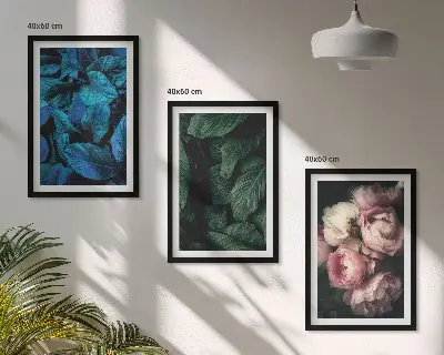 Wanddecoratieset schilderijen met bladeren en bloemen in verschillende kleuren