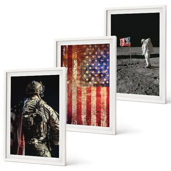 Set wanddecoratie met Amerikaanse symbolen schilderijen van de vlag van de VS