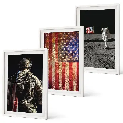 Wanddecoratie set schilderijen Amerykańskie symbole flaga USA