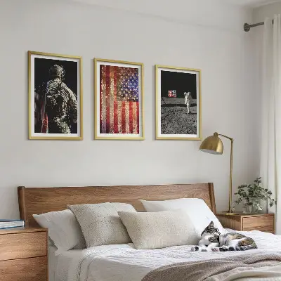Set wanddecoratie met Amerikaanse symbolen schilderijen van de vlag van de VS