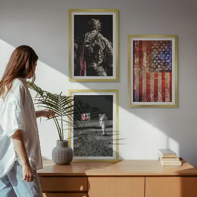 Set wanddecoratie met Amerikaanse symbolen schilderijen van de vlag van de VS