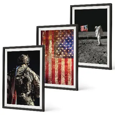 Set wanddecoratie met Amerikaanse symbolen schilderijen van de vlag van de VS