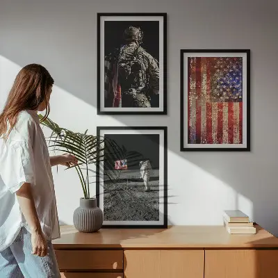 Set wanddecoratie met Amerikaanse symbolen schilderijen van de vlag van de VS