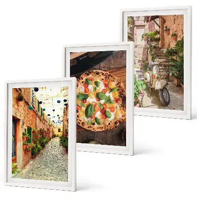 Wanddecoratie set schilderijen Urokliwe uliczki z pizzą