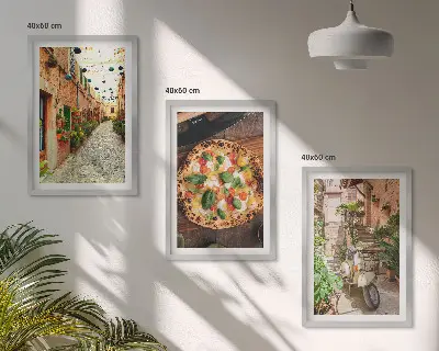 Wanddecoratieset met schilderijen charmante straatjes met pizza