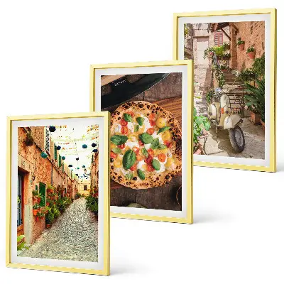 Wanddecoratieset met schilderijen charmante straatjes met pizza