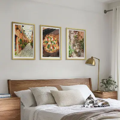 Wanddecoratieset met schilderijen charmante straatjes met pizza