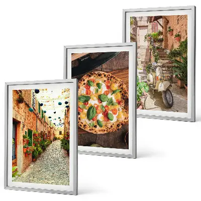 Wanddecoratieset met schilderijen charmante straatjes met pizza