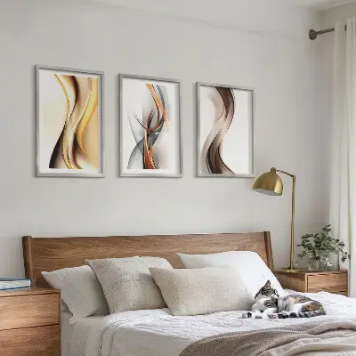 Fotowand met abstracte gele, grijze en bruine golven