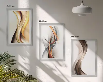Fotowand met abstracte gele, grijze en bruine golven