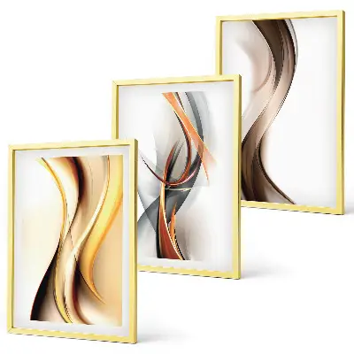 Fotowand met abstracte gele, grijze en bruine golven