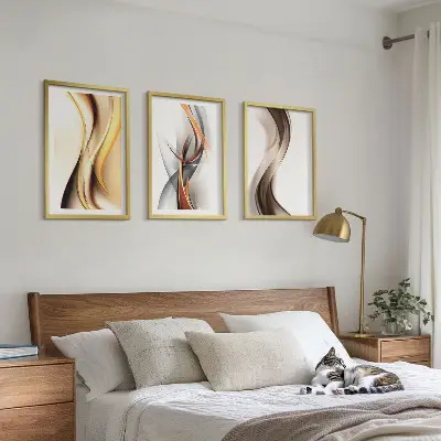 Fotowand met abstracte gele, grijze en bruine golven