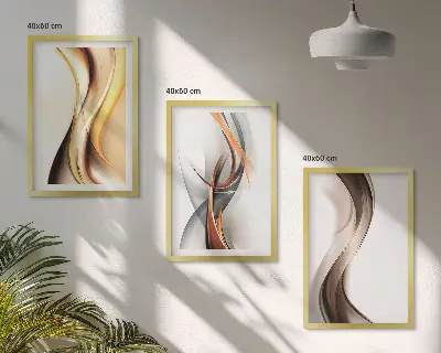 Fotowand met abstracte gele, grijze en bruine golven