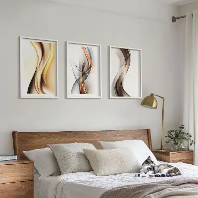 Fotowand met abstracte gele, grijze en bruine golven