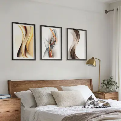 Fotowand met abstracte gele, grijze en bruine golven