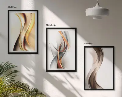 Fotowand met abstracte gele, grijze en bruine golven