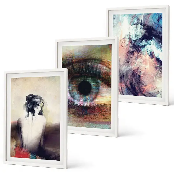 Wanddecoratieset schilderijen abstract portret van een vrouw met emoties
