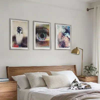 Wanddecoratieset schilderijen abstract portret van een vrouw met emoties