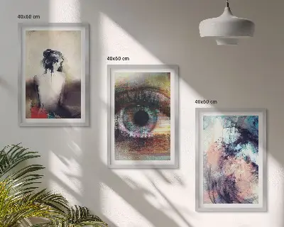 Wanddecoratieset schilderijen abstract portret van een vrouw met emoties