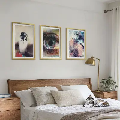 Wanddecoratieset schilderijen abstract portret van een vrouw met emoties